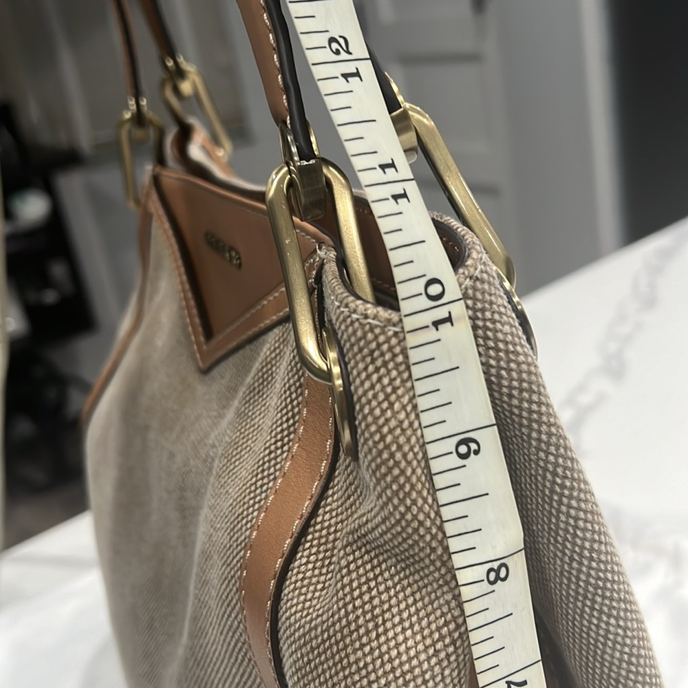 Rare Michael Kors Satchel Handbag Raven Molly Arlo Leather Canvas Hobo Tote Bag - Picture 15 of 16